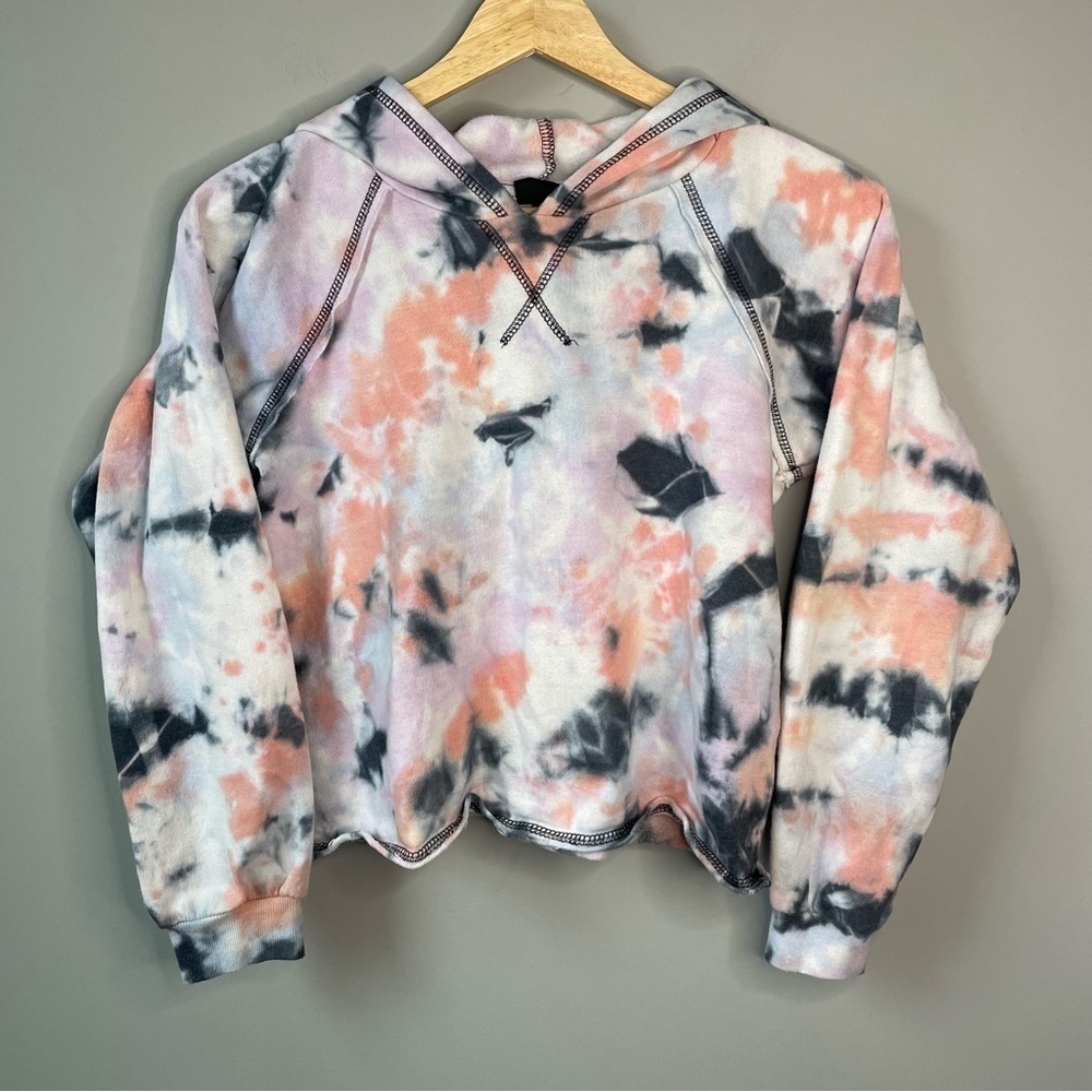 Art Class Tie Dye Hooded Cropped Sweatshirt (L)